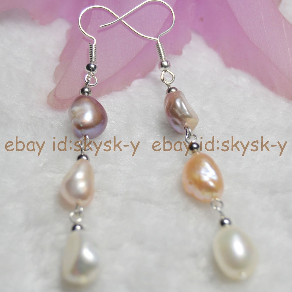 Beautiful 9-10mm Natural Baroque Pearls Pink White